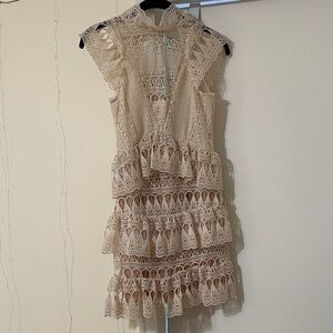 NWT AQUA Elegant Cream Lace Dress